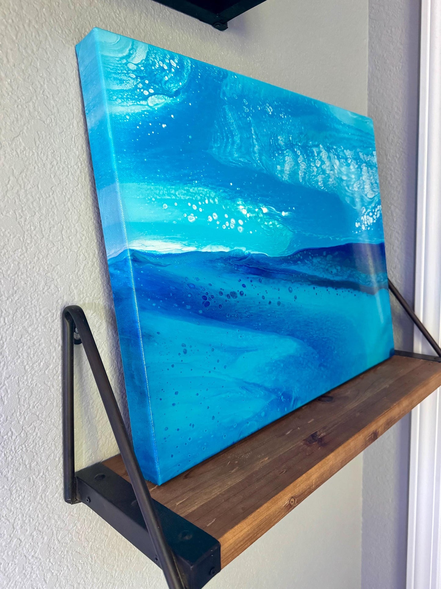 Original Abstract Ocean Painting, Coastal Seascape Wall Art, Modern Beach House Decor, 20x16