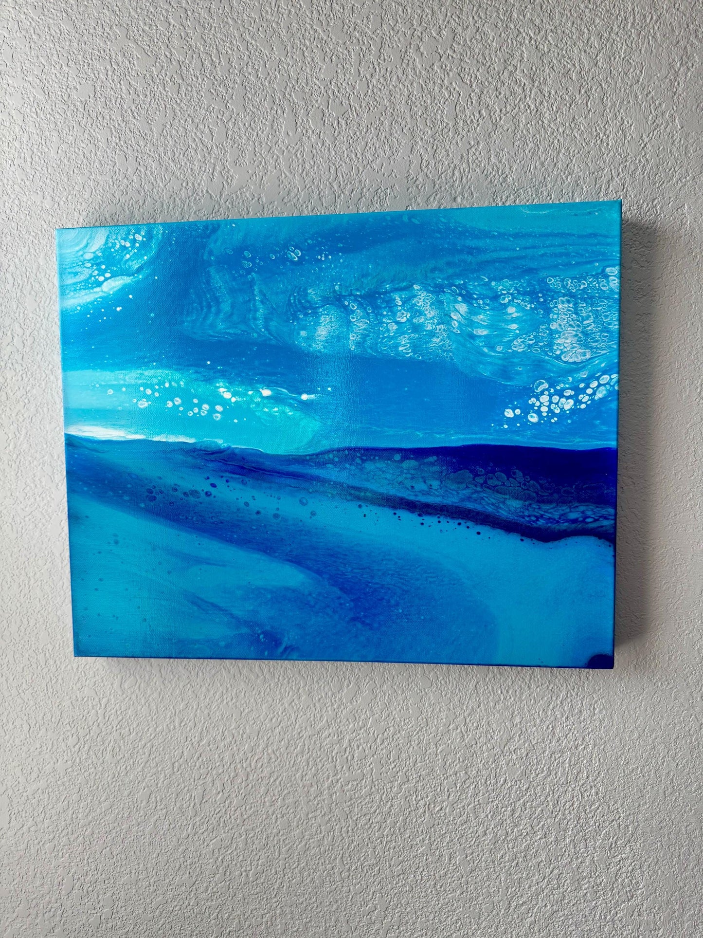Original Abstract Ocean Painting, Coastal Seascape Wall Art, Modern Beach House Decor, 20x16