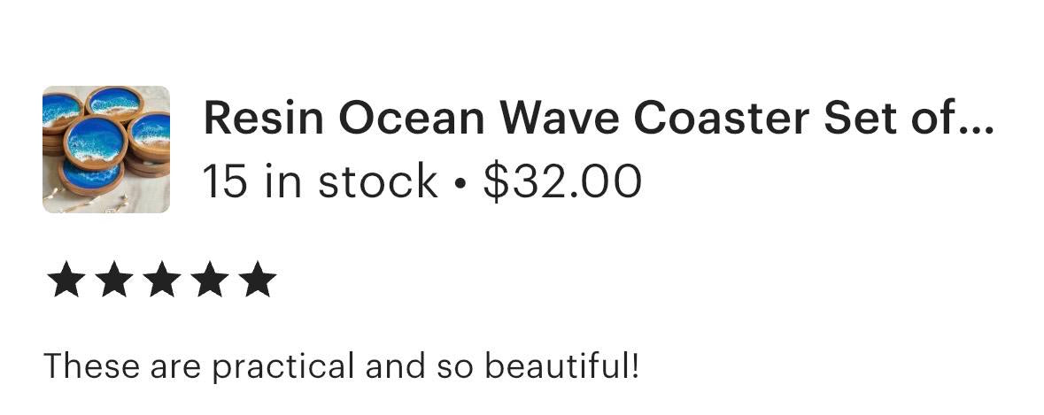 Ocean Inspired Bamboo Coaster Set of 4, Round Wood Beach Coasters, Handmade Wave Decor, Housewarming Gift, New Home Gift, Hostess Gift