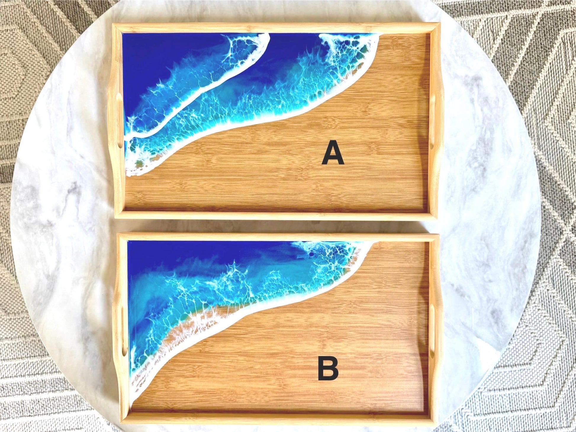 Ocean Inspired Breakfast in Bed Tray, Tropical Resin Ocean Wave Folding Tray, Realtor Closing New Home Gift, Mom Beach Lover Gift, Self Care