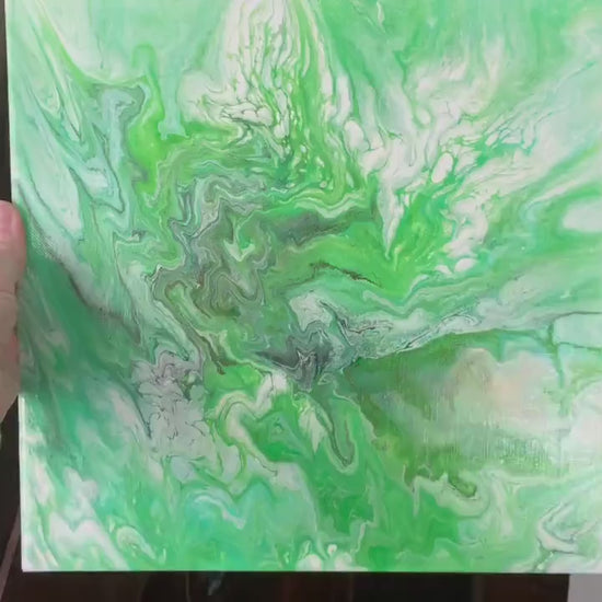 Paint Pour Wall Art, Abstract Fluid Art Painting on a 12x12 canvas