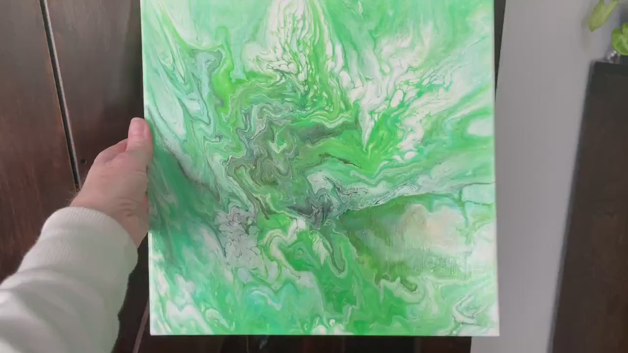 Paint Pour Wall Art, Abstract Fluid Art Painting on a 12x12 canvas