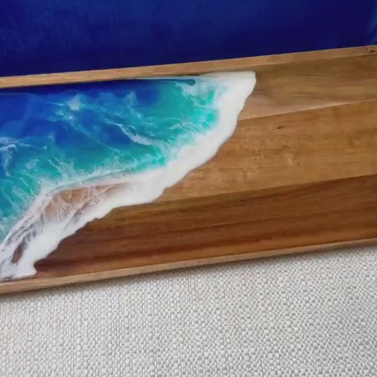 Ocean Wave Serving Tray, Wooden Coastal Home Decor, Beach Serving Tray, Great Housewarming or New Home Gift, Gift for Beach Lover