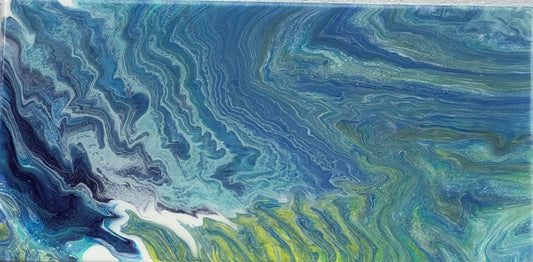 Blue and Green One of a Kind Abstract Fluid Art Painting