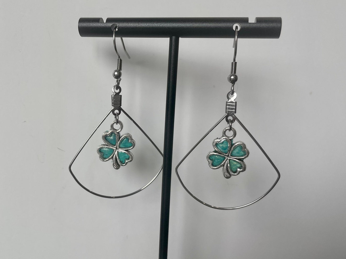 Green Four Leaf Clover Dangle Earrings great for Saint Patrick's Day or Anytime You Can Use Some Extra Luck 🍀