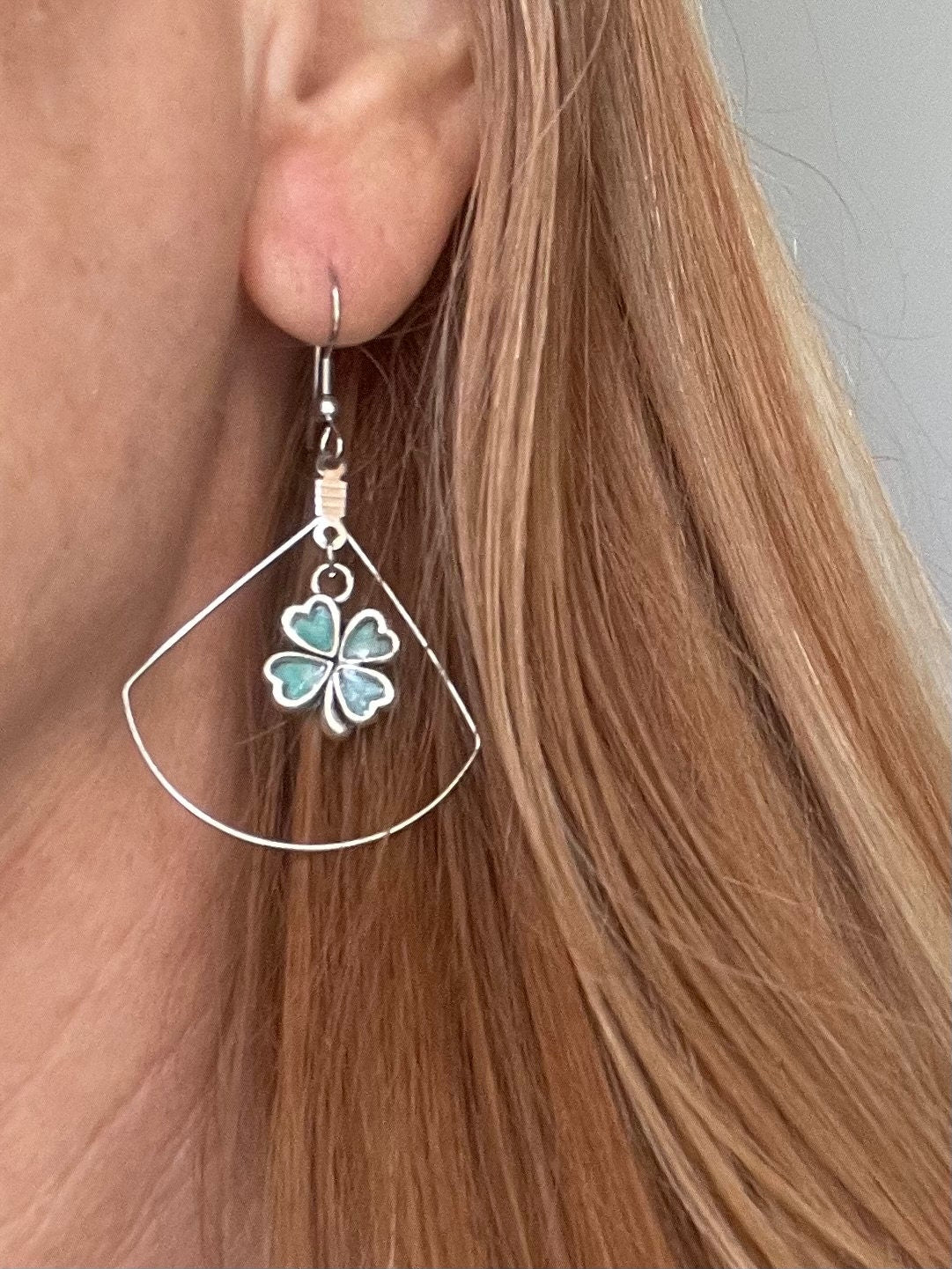 Green Four Leaf Clover Dangle Earrings great for Saint Patrick's Day or Anytime You Can Use Some Extra Luck 🍀